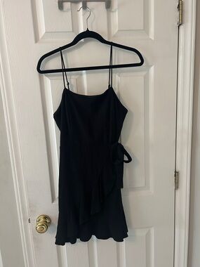 Altar'd State Black Spaghetti-Strap Wrap Mini Dress